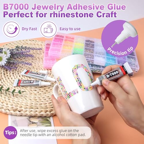 50,000 Pcs 3mm Flatback Resin Rhinestone Bedazzler Kit with Glue & Tools