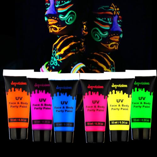 Depvision Glow in the Dark UV Face & Body Paint 6-Pack