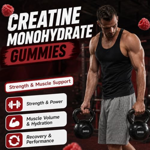 GABE SUNNYBEARS Raspberry Creatine Monohydrate Gummies 5000mg - Large Bottle, 160 Count, NSF Certified, Muscle & Strength Support for Men & Women