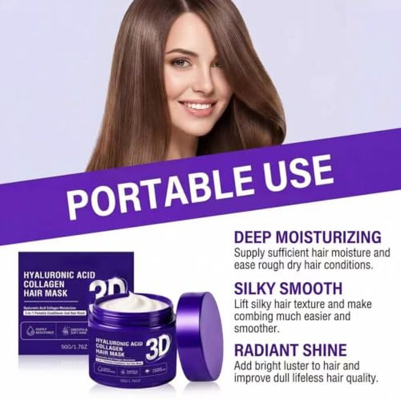 3D Hyaluronic Acid Collagen Hair Mask - Deep Hydration 50g