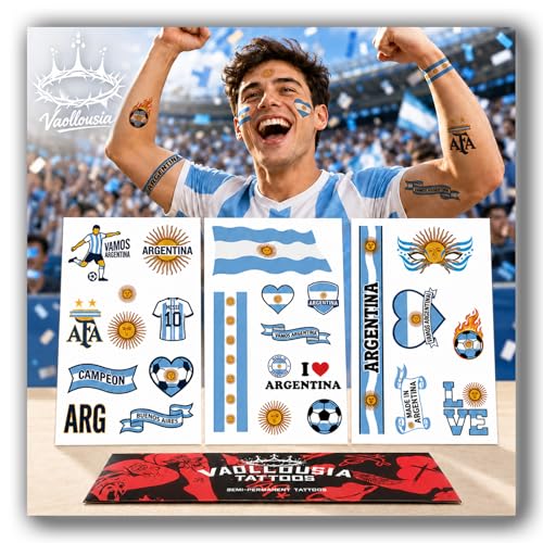Argentina Flag Temporary Tattoos for 2026 Soccer Fans
