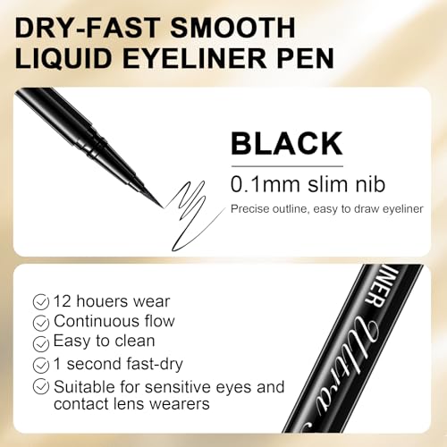 MARIA AYORA Waterproof Liquid Eyeliner - 16HR Long Lasting (Pack of 3)