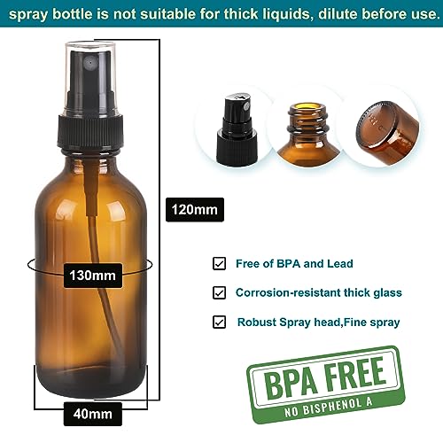 Amber Glass Small Spray Bottle 2 oz 48 Packs,Fine Mist Sprayer Small Clear Bottles,Refillable Containers mini spray bottles for Cleaning Solutions and Skin Care (Amber 48pcs)
