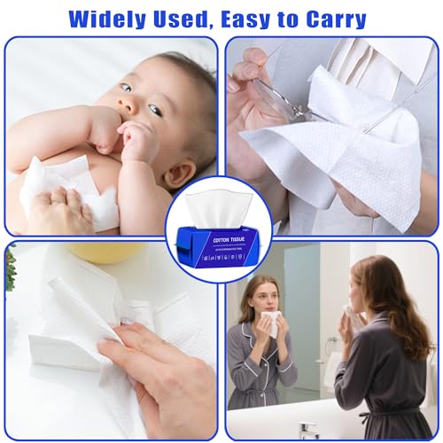 200 Count Disposable Face Towel, Dual-Textured Clean Wipes ? Dry/Wet Use, Ultra-Soft Facial Towels, Lint-Free Face Towel Disposable for Women Cleansing, Makeup, Travel