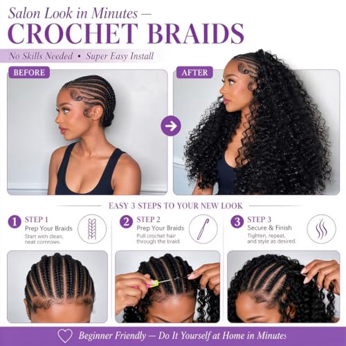 Jeekwiss 22 Inch Burmese Curly Crochet Human Hair 120g - Lightweight & Reusable