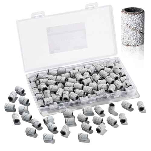 Makartt Sanding Bands for Nail Drill - 100 Pcs Nail File Sanding Bands for Drill Bits #120 Medium Grits for Acrylic Nails Gel Removing and Shaping, Upgrade Thicker Durable Sanding Drill Bit, White