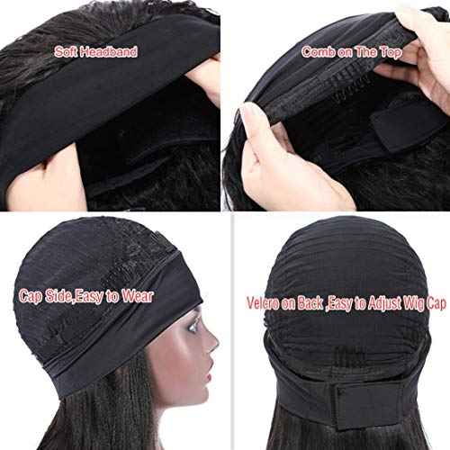 Headband Wig Straight Human Hair 20 inch Glueless None Lace Front Machine Made Virgin Human Hair Wigs for Black Women Straight Headband Wigs Human Hair Natural Color