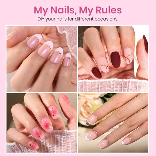Beetles Oval Short Gel Nail Tips A- 384pcs, 12 Sizes, Pre-Etched, No Shaping Needed