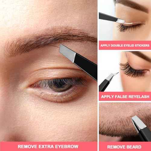 FANDAMEI Eyebrow Scissors, Eyebrow Kit, Eyebrow Tweezers for Women, Eyebrow Razor, Eyebrow Brush. Eyebrow Kit for Men with Leather Case. Eyebrow Scissors for Women Facial Hair Ingrown Hair Removal