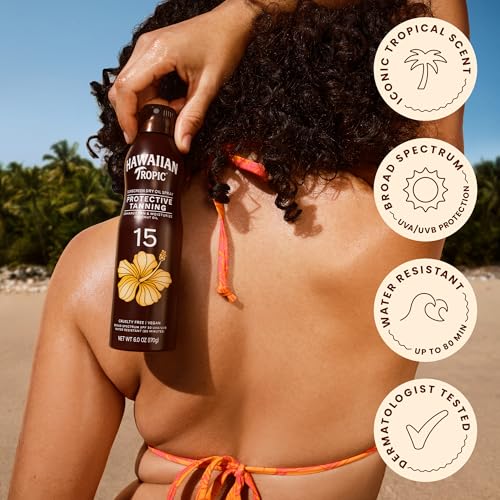 Hawaiian Tropic Dry Tanning Oil SPF 15 Spray, 6 oz