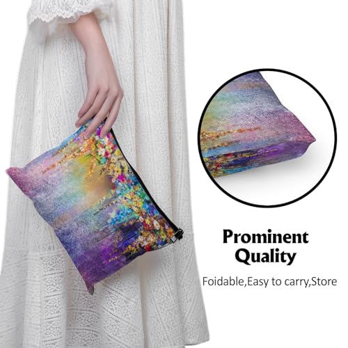 Cafl Painting Blossom Makeup Bag Travel Large Splendid Flowers Cosmetic Bag Organizer toiletry Essentials Jewelry Zipper Bag Gift For Women -10¡¿8 inch