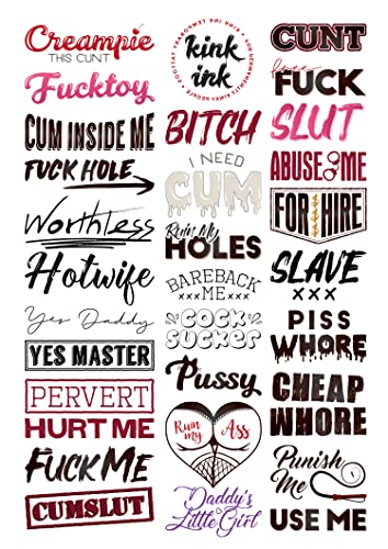 Temporary Tattoo Sheet - 30 Adult Designs, 7-Day Wear