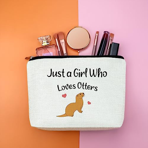 Otter Makeup Bag Otter Lover Gift Sea Otter Gifts for Women Animal Lover Cute Otter Animal Gift Inspiration Gifts for Friend Cosmetic Bag Birthday Christmas Gifts for Her Sister Cosmetic Travel Pouch