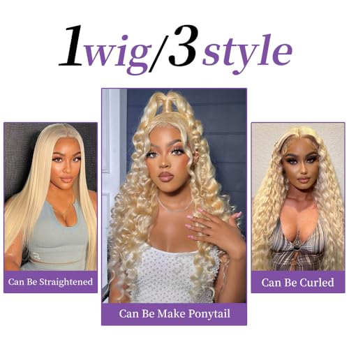 SEMANK 20 Inch Blonde Human Hair Lace Front Wig 613 Body Wave 13x6 HD Frontal