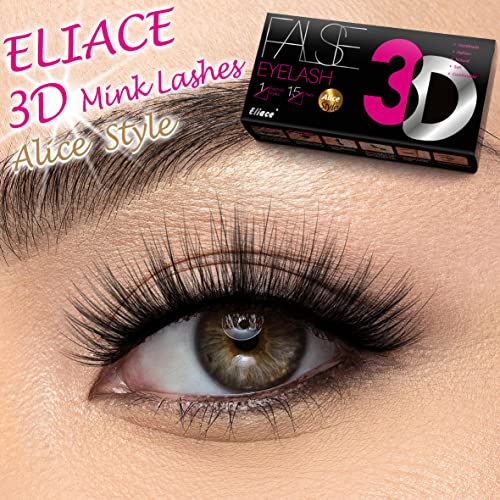 Eliace Lashes Mink Fake Eyelashes Wispy 15 Pairs Lashes Extension Kit - Fluffy Lashes False Eyelashes Natural False Lashes Wispy Faux Mink Lashes Pack (13MM) Short Lashes Natural Look Strip |Anne