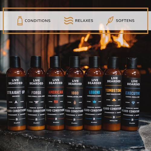 Live Bearded Beard Conditioner, 8 fl oz - Strengthens and Softens Facial Hair - Made in the USA - All-Natural Ingredients with Biotin, Caffeine | Executive Scent - Cedar, Vanilla