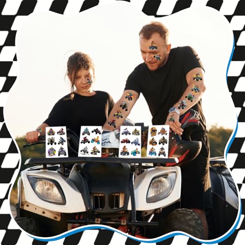 144 PCS Four Wheeler ATV Quad Bike Temporary Tattoos Stickers, Dirt Bike Party Favors ATV Birthday Party Decorations Supplies Gifts for Kids Teens Adults Boys Girls Classroom Rewards