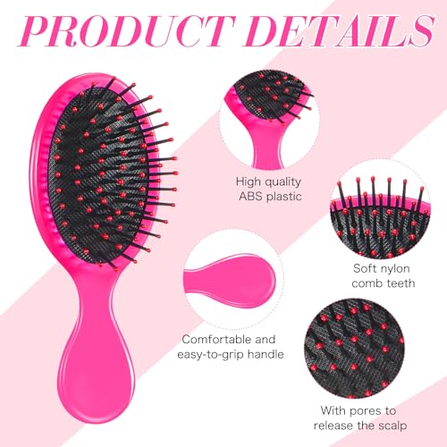 36 Pack Mini Rose Red Hair Brushes for Kids & Travel - Detangling & Tangle-Free
