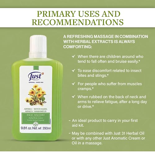 Arnica Body Lotion Balm, 290ml. Alternative Pre-Work Out Balm, Soothes Joint Pain & Muscle Cramps. Refreshing Balm For Bruises & Itches. Arnica Body Balm by Swiss Just.