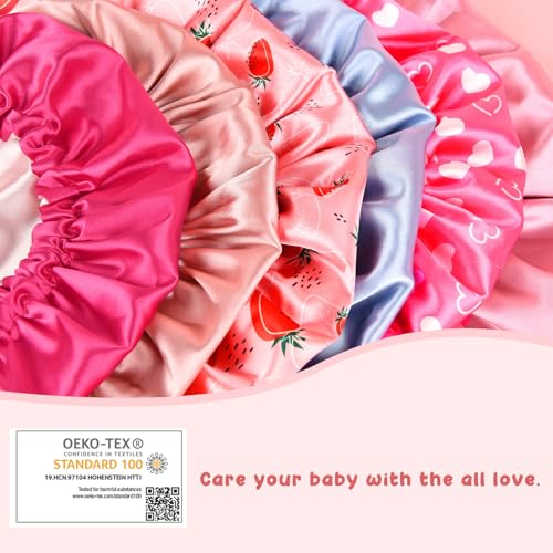 YANIBEST Baby Satin Bonnet Sleep Cap - Reversible Adjustable Light Pink for 6-36 Months