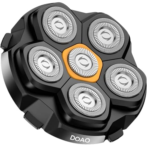 Replacement Head for Men's Shaver, DOAO Flexible 6D Electric Shaving Head, Waterproof and Cordless with Magnetic Blade for Bald Men (A6 Head)