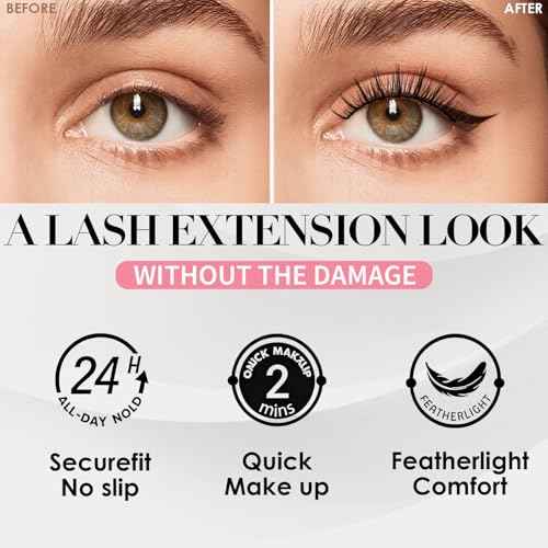 Magnetic Eyelashes with Eyeliner Kit ? Upgraded 10 Micro-Magnets, Natural Look, Reusable & Waterproof Lashes with Applicator ? Pesta?as Postizas Magn?ticas Naturales