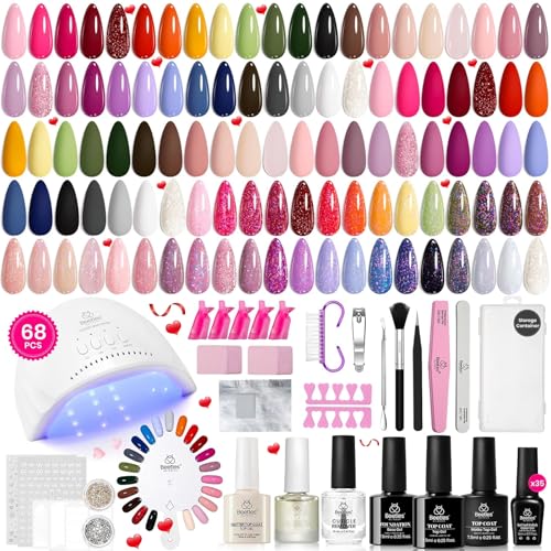 Beetles Gel Nail Polish Kit with UV Light - 35 Colors, 68 Pieces, Manicure Set