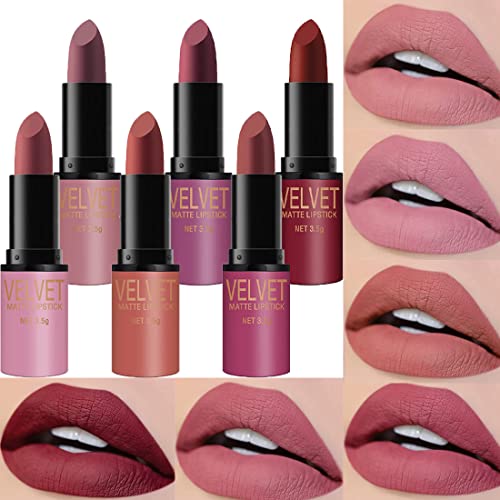 Dulele 6-Color Velvet Matte Lipstick Set, Waterproof Long-Lasting