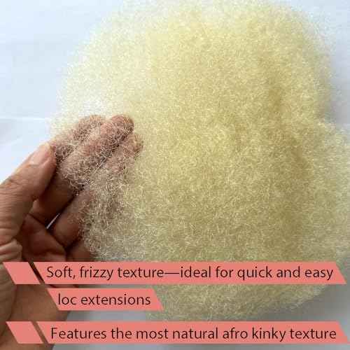 Tight Afro Kinky Human Hair for Dreadlocks,Ideal for Making Locs,Repair Extensions,Twist or Braids 2 Bundles/Package Light Blonde #613 16inch