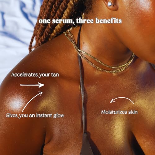 Private Island Glow Organic Tan Accelerator ? Clean, Hydrating Bronzing Serum for Fast, Even Tanning ? Non-Greasy & TSA-Friendly ? 3.4 oz ? Blue Water Girls