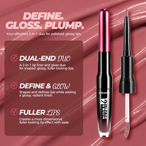 LANGMANNI 2-in-1 Lip Liner & Gloss Duo Shade 01 Dusty Rose Nude