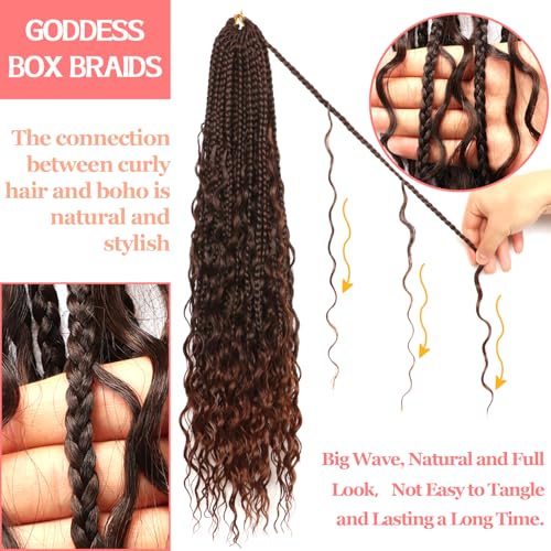 Boho Box Braids Crochet Hair 24 Inch - 9 Packs Water Wave