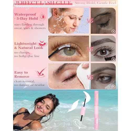 Brown Wispy Lash Clusters Kit Natural Eyelashes Clusters Kit Cluster Eyelash Extensions 10-16mm C Curl Cluster Lashes DIY Eyelash Clusters Waterproof Individual Lash Extension Kit with Brush