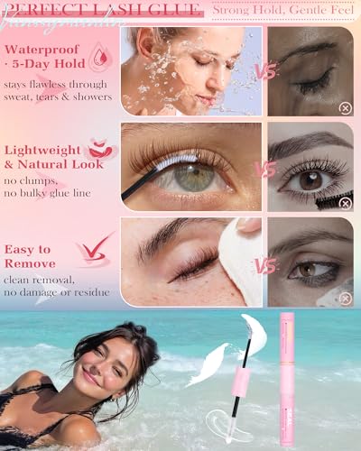 A-Brown Wispy Lash Clusters Kit - Natural Eyelash Extensions with Waterproof Glue