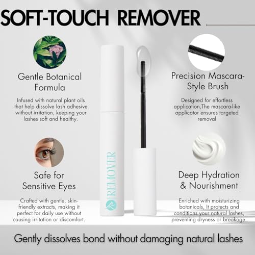 Gazelle Softouch Eyelash Glue Remover, Plant-Based EyesCluster Lash Remover for Individual False Lashes - Safe for Sensitive Bond and Wispys, 2x More Effective, Gentle Non-irritating
