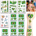 Brazil Flag Temporary Tattoos - 11 Sheets Waterproof