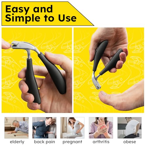 Angled Head Toenail Clippers for Thick Nails | Long-Handled Senior Nail Care