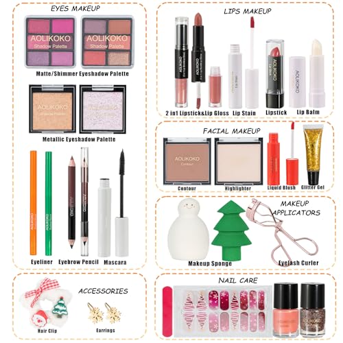 24-Piece Makeup Kit for Women & Girls, Complete Set with Eyeshadow, Blush, Lipstick