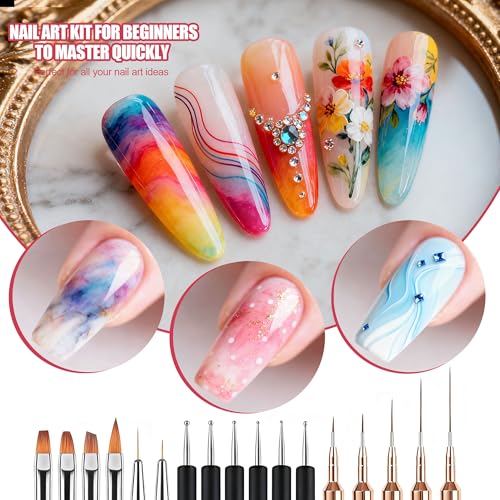Artdone Nail Art Striping Tape Kit with Liner Brushes & Tools