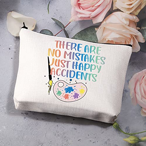 BDPWSS Paint Palette Brush Artist Painter Gift Art Teacher Appreciation Gift There Are No Mistakes Just Happy Accidents Makeup Bag For Art Lover Art Student Graduation Gift (No mistakes)