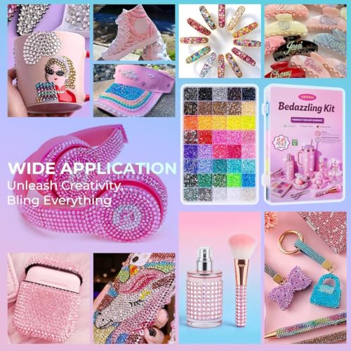 Bedazzling Kit 40000Pcs 3mm Rhinestones 40 Colors with B7000 Glue & Tools