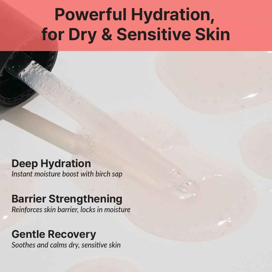 Deep Comfort Ampoule, Hydrating Serum with Korean Birch Sap 10,000ppm, Ceramide & Panthenol, Instantly Moisturizes & Strengthens Skin Barrier, Lightweight, Vegan Korean Skincare (30ml / 1.01 fl. oz)