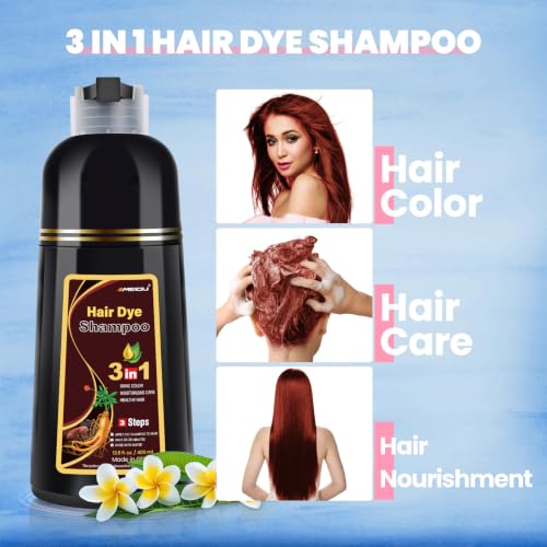 IIIMEIDU Burgundy Hair Dye Shampoo 3 in 1 for Gray Hair - Nourishing & Long-Lasting