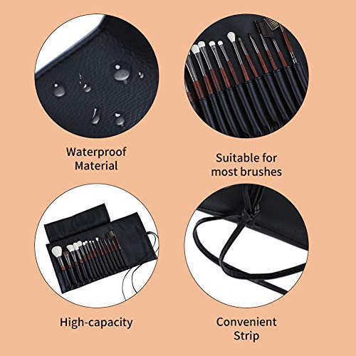 MOND'SUB Makeup Brush Case Travel, makeup brush case roll up,brush holder makeup,Holder Organizer Brushes Pouch Cosmetic Bag for Travel£¬Rolling Bag Storage Case PU Leather