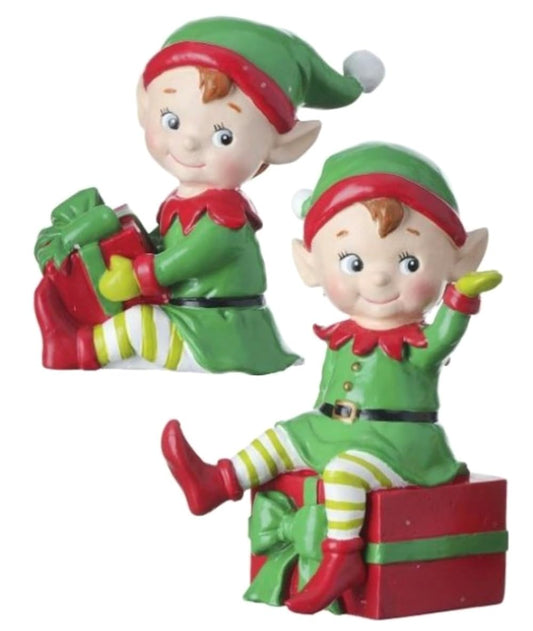 The Bridge Collection 4.5" Vintage Christmas Elves Ornaments - Set of 2 Vintage Style Elf Christmas Ornaments