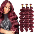 GtaiiReu Burgundy Body Wave Hair Extensions 3 Bundles 28-32 Inch Human Hair