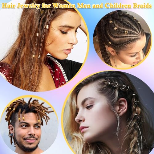 Lucomb 220 Pcs Gold Hair Jewelry for Braids & Dreadlocks