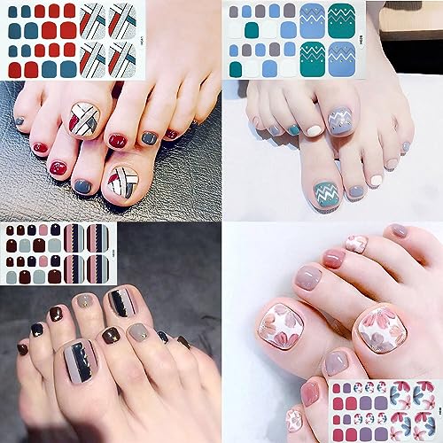 DANNEASY 20 Sheets Toe Nail Stickers Full Nail Wraps Self Adhesive Toenail Polish Strips Toes Nail Stickers Toenail Stickers Polish Manicure Sticker with Nail File, Cuticle Stick