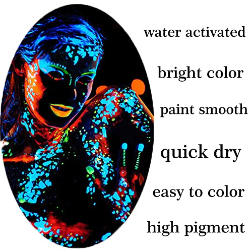 UV Neon Face Paint 8 Colors - Glow in Dark Body Paint Kit