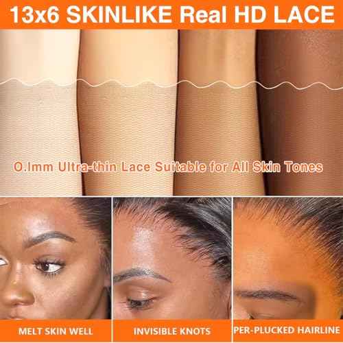CHEETAHBEAUTY Straight 250% Density Ultra-fitted 13x6 SKINLIKE Real HD Lace Front Human Hair Wigs for Women 0.10mm Ultra-thin HD Lace Frontal Wigs Pre-Plucked Hairline Bleached Small Knots(18inch)